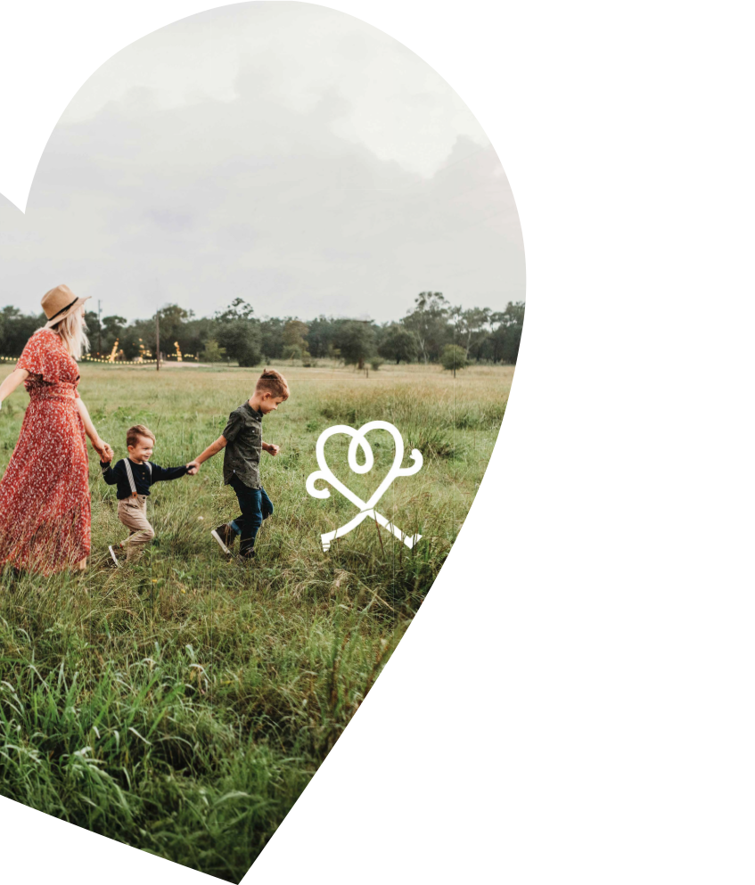 Family walking in nature